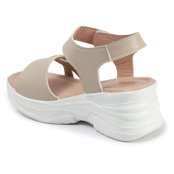Vendoz Women Casual Cream Wedges Sandal - Image 3