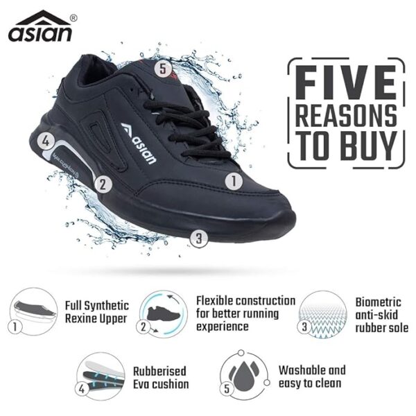 ASIAN Men's Waterproof-05 Sports Running Shoes with Full Waterproof Synthetic Upper & Lightweight Eva Sole Casual Sneaker Shoes for Men's & Boy's - Image 3