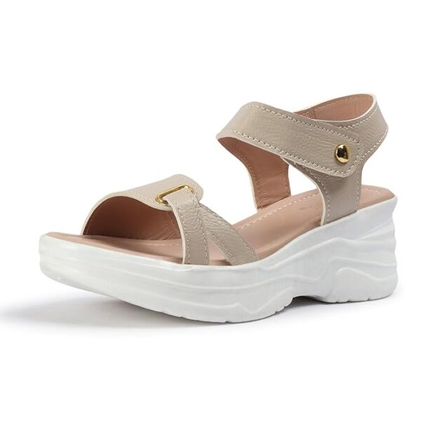 Vendoz Women Casual Cream Wedges Sandal - Image 6