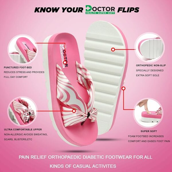DOCTOR HEALTH SUPER SOFT Women's Classic Ultra Soft Flip Flops with Cushion Footbed for Adult | Comfortable & Light Weight | Stylish & Anti-Skid | Waterproof & Everyday Slip-on for Ladies - Image 3