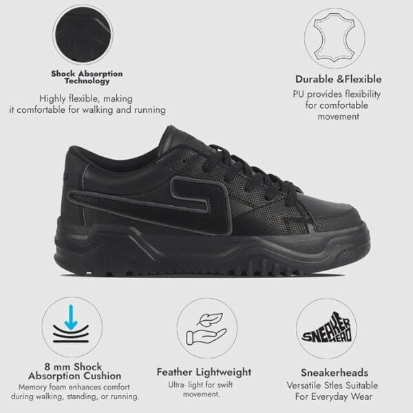 FAUSTO Men's Low Top Chunky Lace-Up Sneaker Shoes|Low Ankle Casual Shoes|All Day Comfortable Sneakers - Image 4